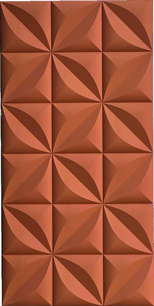 AB PU 03 · Sculpted geometric PU Wall Panel · Soft Brick