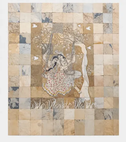 Radha Krishna beneath Tree Stone Wall Composition — OS-SM-179, view 1