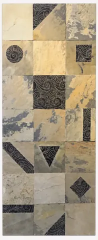 Warm Geometric Patchwork Stone Panel — OS-SM-167