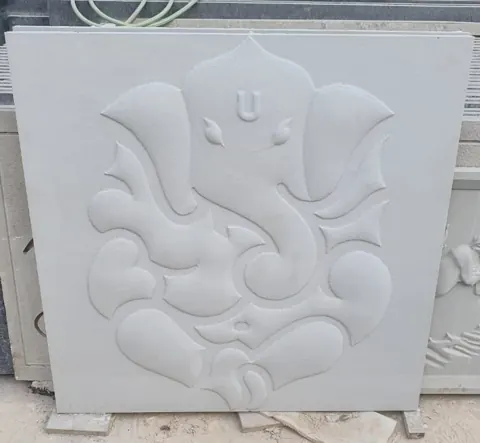 Minimal Seated Ganesha Stone Panel — OS-SM-057