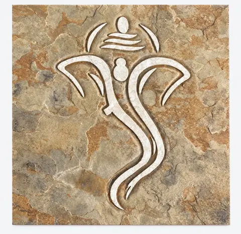 Minimal Ganesha Linework on Earthy Stone — OS-SM-176, view 1