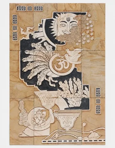 Sun and Om Devotional Stone Composition — OS-SM-185