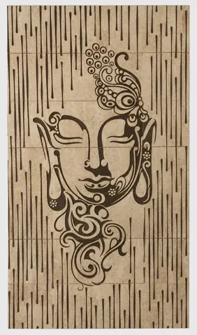 Buddha Portrait with Vertical Reed Texture — OS-SM-129, view 1