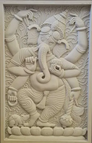 Standing Ganesha Ornamental Stone Mural — OS-SM-073