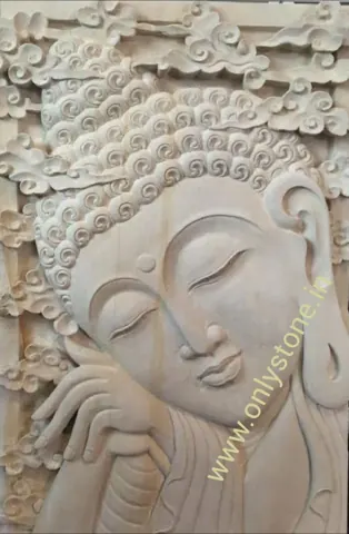 Resting Buddha Portrait Stone Mural — OS-SM-037