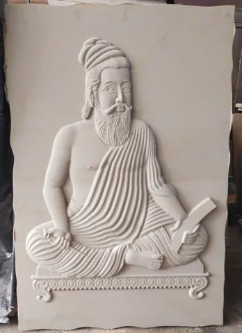 Seated Sage with Manuscript Stone Mural — OS-SM-101