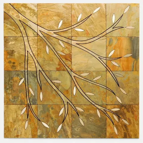Sweeping Branch and Ivory Leaf Stone Panel — OS-SM-133