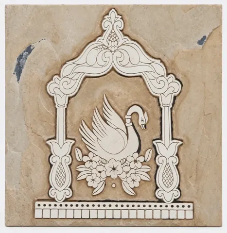 Swan within Ornamental Arch Stone Mural — OS-SM-183