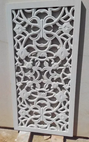 Ornamental Scroll Stone Jali Panel — OS-SM-063