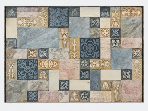 Mixed Floral Patchwork Stone Display Wall — OS-SM-156