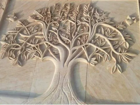 Branching Tree Botanical Stone Relief — OS-SM-009