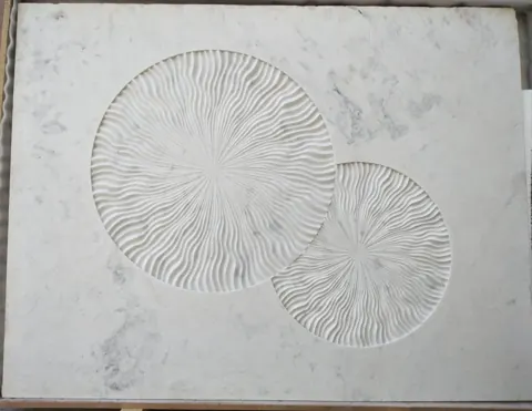 Twin Radiating Disc Stone Relief — OS-SM-102, view 1