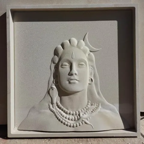 Shiva Portrait with Crescent Stone Mural — OS-SM-124