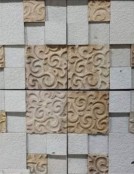 Ivory Ornamental Centre Panel Natural Stone Wall Cladding — OS-NWC-124