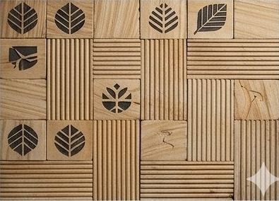 Sand Fluted Botanical Inlay Natural Stone Wall Cladding — OS-NWC-141