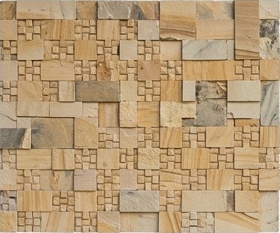 Sand Mini Block Accent Mosaic Natural Stone Wall Cladding — OS-NWC-146