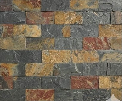 Multicolour Slate Block Natural Stone Wall Cladding — OS-NWC-147 Natural Stone Wall Cladding