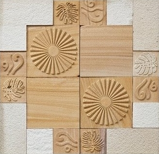 Sand Sunburst Relief Mosaic Natural Stone Wall Cladding — OS-NWC-148 Natural Stone Wall Cladding