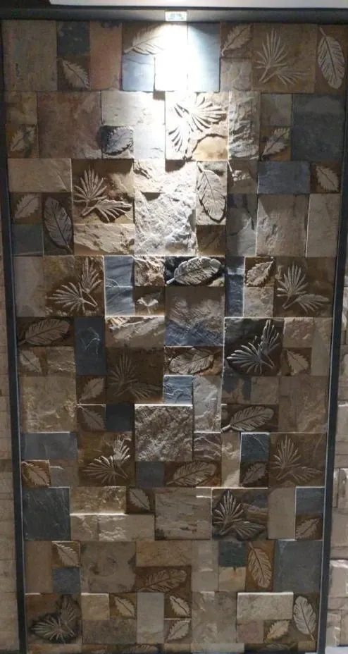Dark Botanical Patchwork Stone Panel — OS-SM-160, view 2