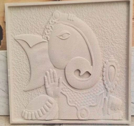 Ganesha Profile Textured Stone Mural — OS-SM-027 Carved Murals