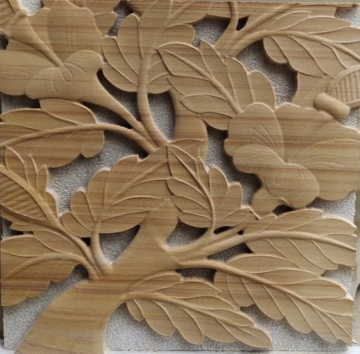 Layered Lotus Leaf Stone Relief — OS-SM-007, view 2