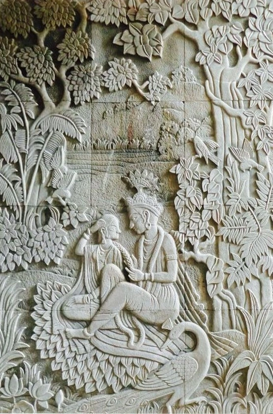 Musical Figure Garden Stone Relief — OS-SM-028 Carved Murals