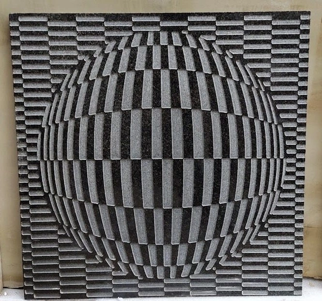 Optical Sphere Checker Stone Relief — OS-SM-082 Relief Panels