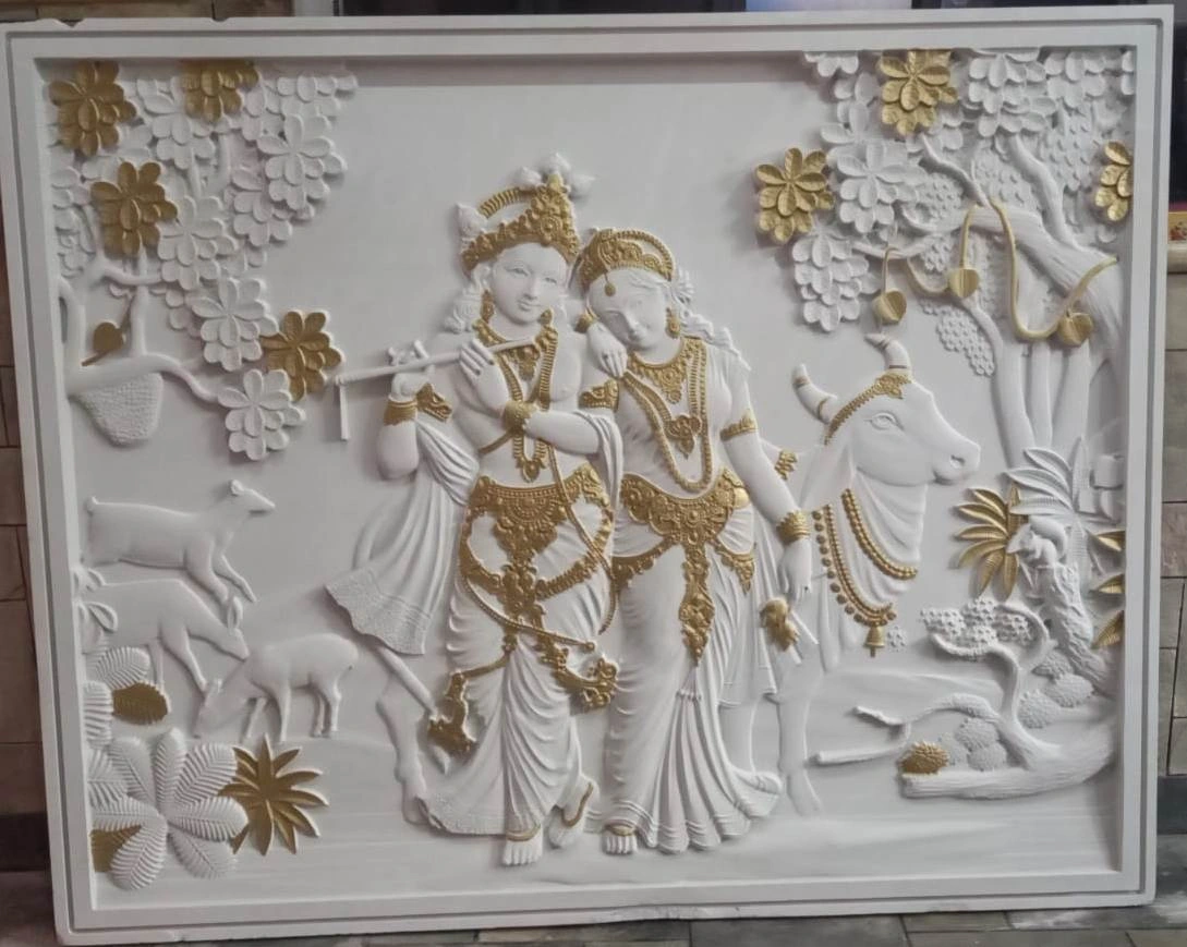 Radha Krishna Woodland Stone Mural — OS-SM-018, view 4