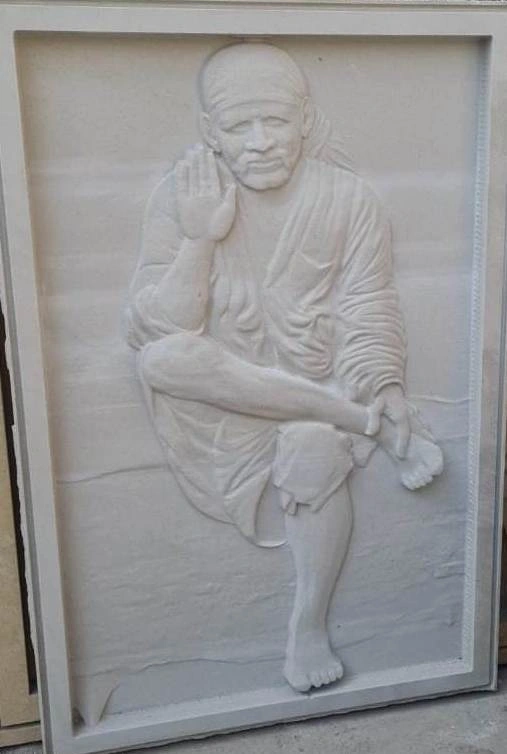 Seated Sai Baba Stone Mural — OS-SM-118 Carved Murals