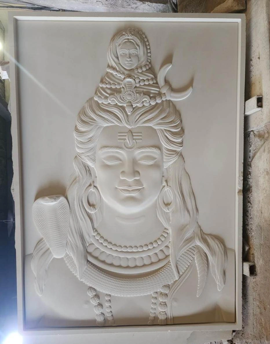 Shiva Portrait with Sacred Motifs Stone Relief — OS-SM-125 Carved Murals