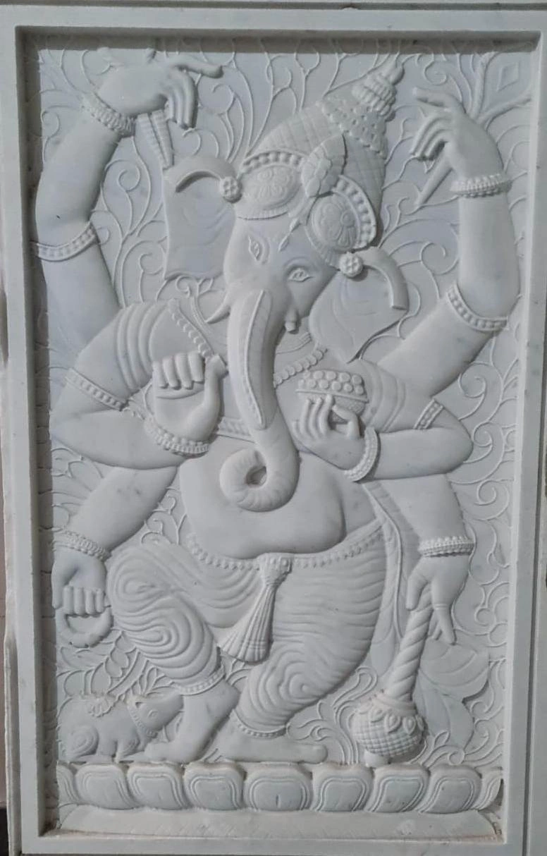 Standing Ganesha Ornamental Stone Mural — OS-SM-073, view 2