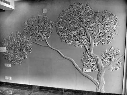 Sweeping Tree Branch Stone Feature Wall — OS-SM-049 Carved Murals