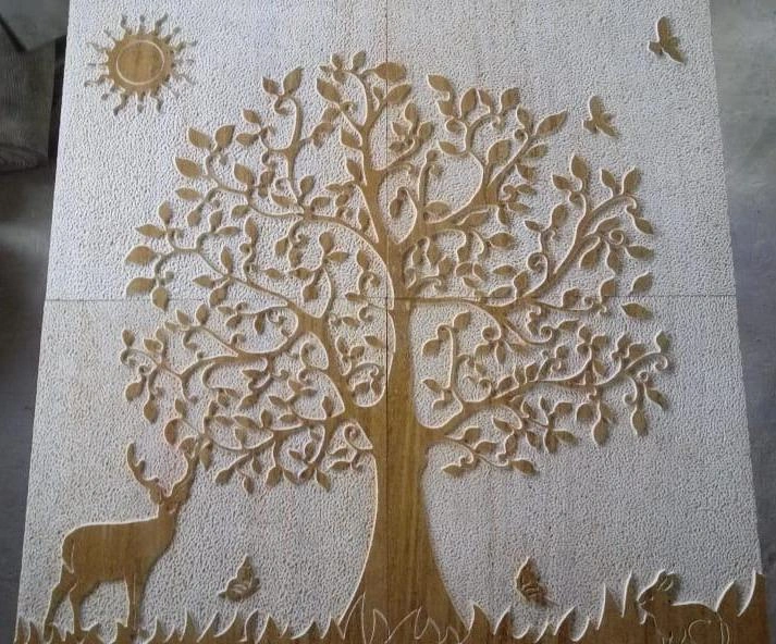 Tree of Life with Deer Stone Mural — OS-SM-006 Carved Murals