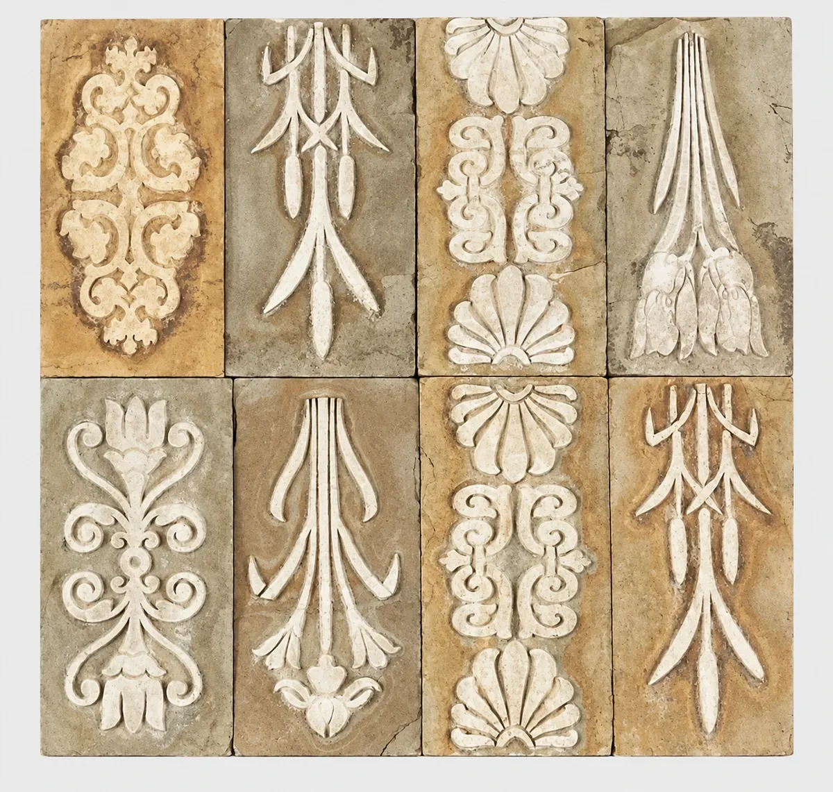Vertical Leaf and Floral Stone Border Set — OS-SM-148 Relief Panels
